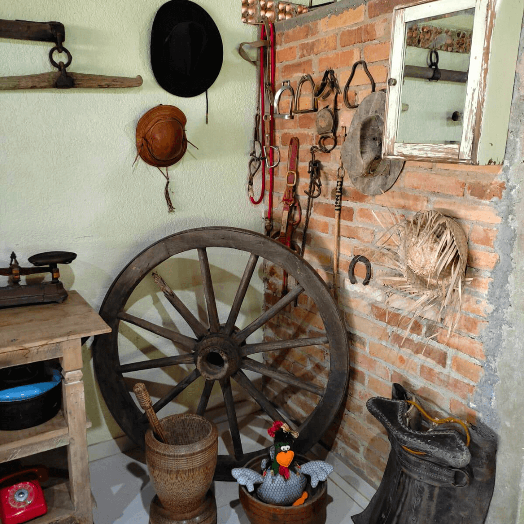 Cozinha a fogo de lenha rústica